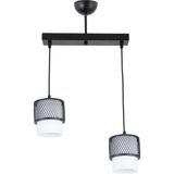 Lambadar Ikili Beyaz Cam Kafes Model Modern Sarkıt Avize - Siyah - Bal Rengi - 2