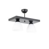 Lambadar Ikili Dikdörtgen Siyah Spor Model Modern Avize Siyah Tek Ebat 3502-2Blk106C1