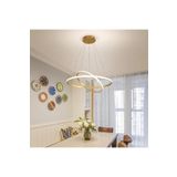 Lambadar Ikili Halka Model Sarkıt Modern Led Beyaz Işık Ultra Power Led Avize Salon Mutfak Oda Ledli Avize Gold Tek Ebat 40 X 70 0011-Halka-40-30-Gold-Sarkit
