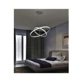 Lambadar Ikili Halka Model Sarkıt Modern Led Beyaz Işık Ultra Power Led Avize Salon Mutfak Oda Ledli Avize Krom Tek Ebat 40 X 70 0011-Halka-40-30-Krom-Sarkit