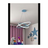 Lambadar Ikili Halka Model Sarkıt Modern Led Beyaz Işık Ultra Power Led Avize Salon Mutfak Oda Ledli Avize Mavi Tek Ebat 40 X 70 0011-Halka-40-30-Mavi-Sarkit