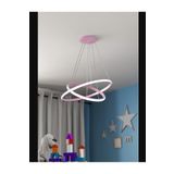 Lambadar Ikili Halka Model Sarkıt Modern Led Beyaz Işık Ultra Power Led Avize Salon Mutfak Oda Ledli Avize Pembe Tek Ebat 40 X 70 0011-Halka-40-30-Pembe-Sarkit