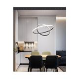 Lambadar Ikili Halka Model Sarkıt Modern Led Beyaz Işık Ultra Power Led Avize Salon Mutfak Oda Ledli Avize Siyah Tek Ebat 40 X 70 0011-Halka-40-30-Blk-Sarkit