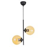Lambadar Ikili Modern Bal Glop Camlı Siyah Avize Siyah Tek Ebat 3586-2Blkglopbalcam