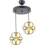 Lambadar Ikili Modern Çember Küp Model Sarkıt Avize - Gold - 2
