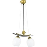 Lambadar Ikili Modern Tarz Kayık Model Metal Camlı Sarkıt Avize - Beyaz