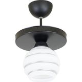 Lambadar Ikili Özel Şeritli Cam Model Modern Plafonyer Avize - Siyah - Gümüş - 1
