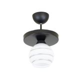 Lambadar Ikili Özel Şeritli Cam Model Modern Plafonyer Avize Siyah Tek Ebat 3549-1Blkyuvgumus