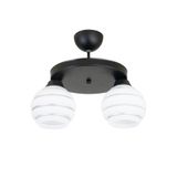 Lambadar Ikili Özel Şeritli Cam Model Modern Plafonyer Avize Siyah Tek Ebat 3549-2Blkyuvgumus