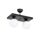 Lambadar Ikili Özel Şeritli Cam Model Modern Plafonyer Avize Siyah_1 Tek Ebat 3549-2Blkdikgumus