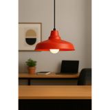 Lambadar Lunora Metal Tekli Kırmızı Sarkıt Avize Retro Model Modern Endüstriyel Mufak Hol Cafe Salon Avize