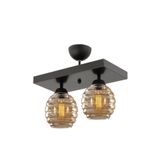 Lambadar Modern Bal Camlı Model Ikili Dikdörtgen Plafonyer Avize Salon Mutfak Yatak Odası Hol Siyah2Dik Tek Ebat 30 X 30 3551-2Blkdik-2046B62