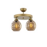 Lambadar Modern Bal Camlı Model Ikili Yuvarlak Plafonyer Avize Salon Mutfak Yatak Odası Hol Gold2Yuv Tek Ebat 30 X 50 3551-2Goldyuv-2046B62