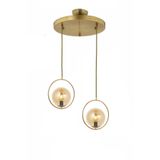 Lambadar Modern Bal Glop Camlı Daire Model Ikili Gold Sarkıt Avize Gold1 Tek Ebat 0040-2Goldglopbalcam