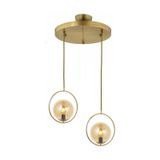 Lambadar Modern Bal Glop Camlı Daire Model Ikili Gold Sarkıt Avize