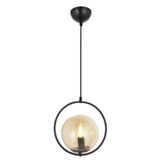 Lambadar Modern Bal Glop Camlı Daire Model Tekli Siyah Sarkıt Avize Siyah3 Tek Ebat 0040-1Blkglopbalcam