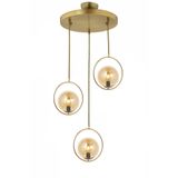 Lambadar Modern Bal Glop Camlı Daire Model Üçlü Gold Sarkıt Avize Gold Tek Ebat 0040-3Goldglopbalcam