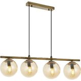 Lambadar Modern Bal Glop Camlı Sıralı Dörtlü Gold Sarkıt Avize - Gold - Bal Rengi - 4