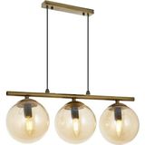 Lambadar Modern Bal Glop Camlı Sıralı Üçlü Gold Sarkıt Avize - Gold - Bal Rengi - 3