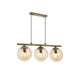 Lambadar Modern Bal Glop Camlı Sıralı Üçlü Gold Sarkıt Avize