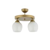 Lambadar Modern Beyaz Camlı Model Ikili Yuvarlak Plafonyer Avize Salon Mutfak Yatak Odası Hol Gold2Yuv Tek Ebat 30 X 30 3551-2Goldyuv-110A1
