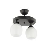 Lambadar Modern Beyaz Camlı Model Ikili Yuvarlak Plafonyer Avize Salon Mutfak Yatak Odası Hol Siyah2Yuv Tek Ebat 30 X 30 3551-2Blkyuv-110A1