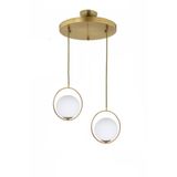 Lambadar Modern Beyaz Glop Camlı Daire Model Ikili Gold Sarkıt Avize Gold1 Tek Ebat 35 X 90 0040-2Goldglopbeyazcam