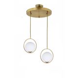 Lambadar Modern Beyaz Glop Camlı Daire Model Ikili Gold Sarkıt Avize