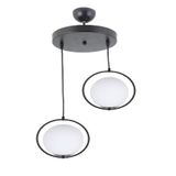 Lambadar Modern Beyaz Glop Camlı Daire Model Ikili Siyah Sarkıt Avize Siyah1 Tek Ebat 0040-2Blkglopbeyazcam