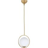 Lambadar Modern Beyaz Glop Camlı Daire Model Tekli Gold Sarkıt Avize - Gold - Beyaz - 1
