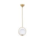 Lambadar Modern Beyaz Glop Camlı Daire Model Tekli Gold Sarkıt Avize Gold Tek Ebat 35 X 90 0040-1Goldglopbeyazcam