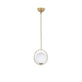 Lambadar Modern Beyaz Glop Camlı Daire Model Tekli Gold Sarkıt Avize