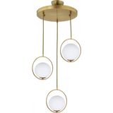 Lambadar Modern Beyaz Glop Camlı Daire Model Üçlü Gold Sarkıt Avize - Gold - Beyaz - 3