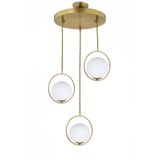Lambadar Modern Beyaz Glop Camlı Daire Model Üçlü Gold Sarkıt Avize Gold3 Tek Ebat 35 X 90 0040-3Goldglopbeyazcam