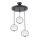 Lambadar Modern Beyaz Glop Camlı Daire Model Üçlü Siyah Sarkıt Avize Siyah3 Tek Ebat 0040-3Blkglopbeyazcam