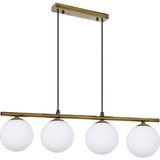 Lambadar Modern Beyaz Glop Camlı Sıralı Dörtlü Gold Sarkıt Avize - Gold - Beyaz - 4