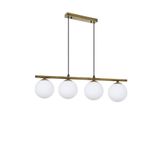 Lambadar Modern Beyaz Glop Camlı Sıralı Dörtlü Gold Sarkıt Avize Gold4 Tek Ebat 0091-4Goldglopbeyazcam