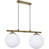 Lambadar Modern Beyaz Glop Camlı Sıralı Ikili Gold Sarkıt Avize - Gold - Beyaz - 2