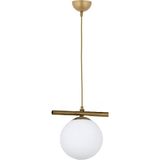 Lambadar Modern Beyaz Glop Camlı Sıralı Tekli Gold Sarkıt Avize - Gold - Beyaz - 1