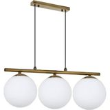 Lambadar Modern Beyaz Glop Camlı Sıralı Üçlü Gold Sarkıt Avize - Gold - Beyaz - 3