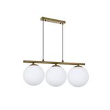 Lambadar Modern Beyaz Glop Camlı Sıralı Üçlü Gold Sarkıt Avize Gold3 Tek Ebat 0091-3Goldglopbeyazcam