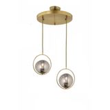 Lambadar Modern Füme Glop Camlı Daire Model Ikili Gold Sarkıt Avize Gold1 Tek Ebat 0040-2Goldglopfümecam