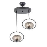 Lambadar Modern Füme Glop Camlı Daire Model Ikili Siyah Sarkıt Avize Siyah1 Tek Ebat 0040-2Blkglopfümecam
