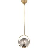 Lambadar Modern Füme Glop Camlı Daire Model Tekli Gold Sarkıt Avize - Gold - Füme - 1