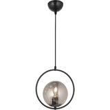 Lambadar Modern Füme Glop Camlı Daire Model Tekli Siyah Sarkıt Avize - Siyah - Füme - 1