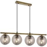 Lambadar Modern Füme Glop Camlı Sıralı Dörtlü Gold Sarkıt Avize - Gold - Füme - 4