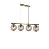 Lambadar Modern Füme Glop Camlı Sıralı Dörtlü Gold Sarkıt Avize Gold4 Tek Ebat 34 X 48 0091-4Goldglopfümecam
