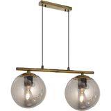 Lambadar Modern Füme Glop Camlı Sıralı Ikili Gold Sarkıt Avize - Gold - Füme - 2