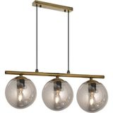 Lambadar Modern Füme Glop Camlı Sıralı Üçlü Gold Sarkıt Avize - Gold - Füme - 3