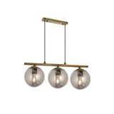Lambadar Modern Füme Glop Camlı Sıralı Üçlü Gold Sarkıt Avize Gold3 Tek Ebat 34 X 48 0091-3Goldglopfümecam